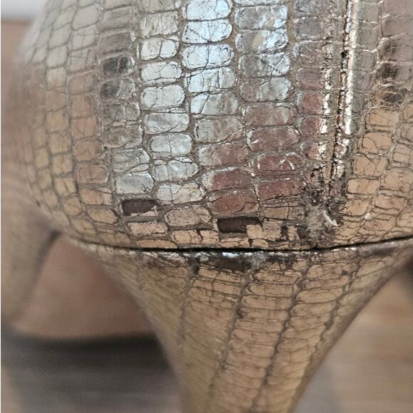 Loeffler Randall Metallic Gold Leather Pointed Toe Heel Pump sz 10 Glam Gala - Picture 7 of 11